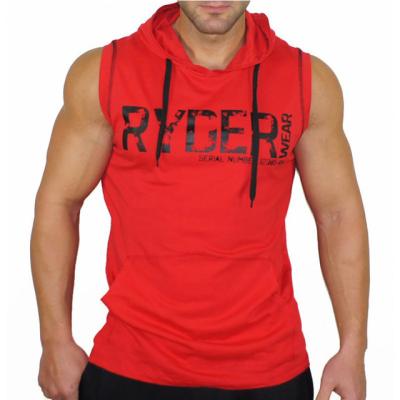 China Men QUICK DRY Cotton Fitness Clothing Gym QUICK DRY Tank Top With Hooded Mens Bodybuilding Tank Tops Singlet Workout Bodybuilding Shirt for sale