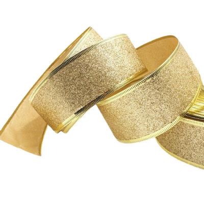 China Festival Viable Silk Decoration Christmas Onion Ribbon Gold Gift Wrapping With Clothing Accessories Ribbon Wedding Home for sale