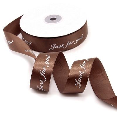 China Custom High Tenacity Logo Printed Solid Color Face Grosgrain Ribbons Polyester Bows Double Flower Gift Wrapping Ribbon for sale