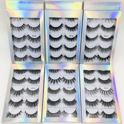 China Makes Apply Faux Mink Lashes Handmade Luxurious 5D Makeup Volume Natural Fluffy False Eyelashes 5 Pairs for sale