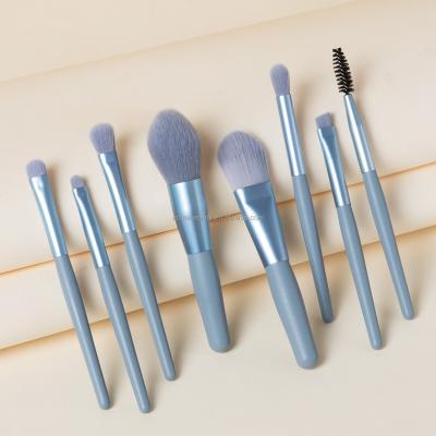 China Makes Apply Makeup Travel Size 8 Makeup Brush Mini Wooden Handle Matte Soft Hair Portable Mini Makeup Brush Set for sale