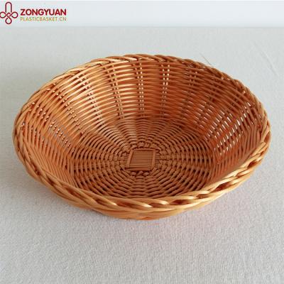 China Sustainable Wholesale Fruit Flat Oval Wicker Plastic Bread Basket for sale