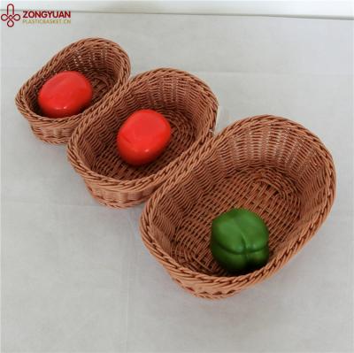 China Durable Waterproof Rust Proof Around Bread Plastic Rattan Wicker Basket for sale