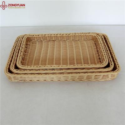 China Viable plastic rattan storage basket for office sundries for sale