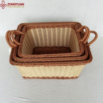 China Plastic Rattan Woven Storage Basket Eco - Friendly Sustainable Sustainable for sale