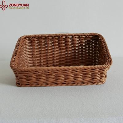 China Eco-Friendly Sustainable Fashion Wholesale Rectangular Plastic Rattan Storage Basket for sale