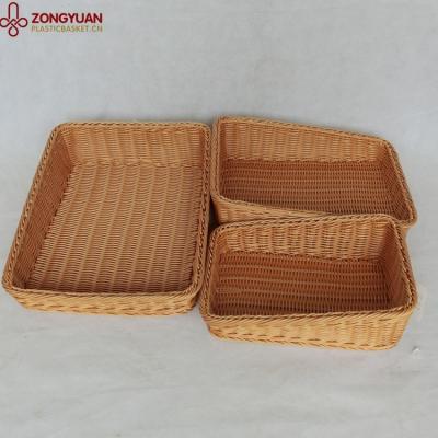 China Sustainable Wholesale Plastic Rattan Storage Basket for sale