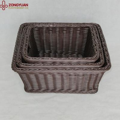 China Sustainable Wholesale Plastic Wicker Storage Basket Set for sale