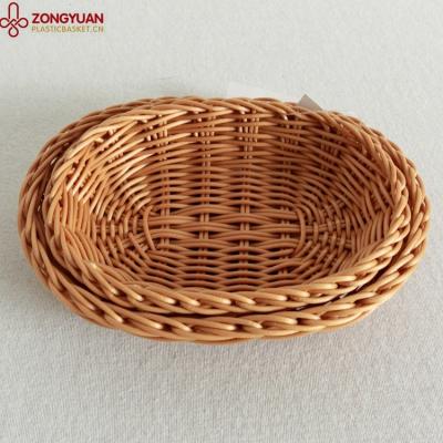 China Sustainable Non-Toxic Plastic Rattan Bread Basket for sale