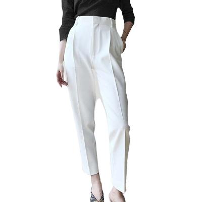 China Nine Point Viable Pants With Cigarette Tube Thinner Women High Waist Loose Feet Ladies Pants Suit Black And White Casual Pants for sale