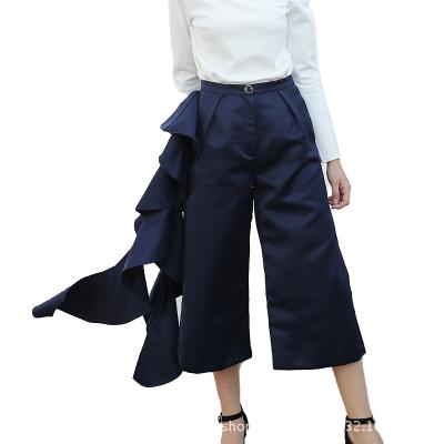 China Summer new fashion seaweed side trousers straight-leg nine-point viable irregular high-waist pants women's casual pants for sale