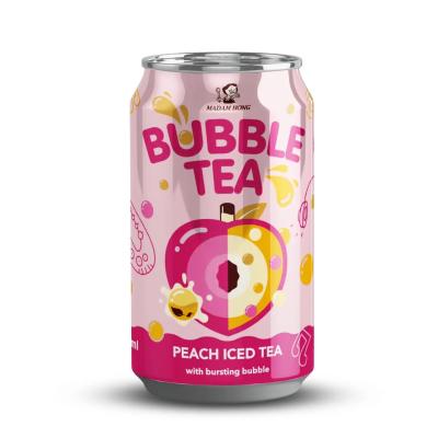 China Best Sale for Beverage Wholesalers: 320ml * 25 Bottles of Taiwan Peach Bubble Milk Tea Canned Drink Beverage with Bursti for sale