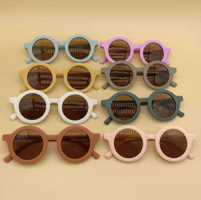 China UV400 2023 New Logo Unisex Custom Made Wholesale UV400 Matt Vintage Children Boys Cute Kids Shading Round Sunglasses for sale