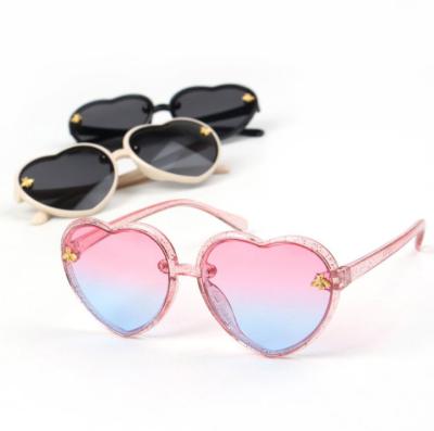 China Cute UV Protection Cute Baby UV400 Heart Shape Frame Bling Fashion Sale Bee Sunglasses For Girls for sale