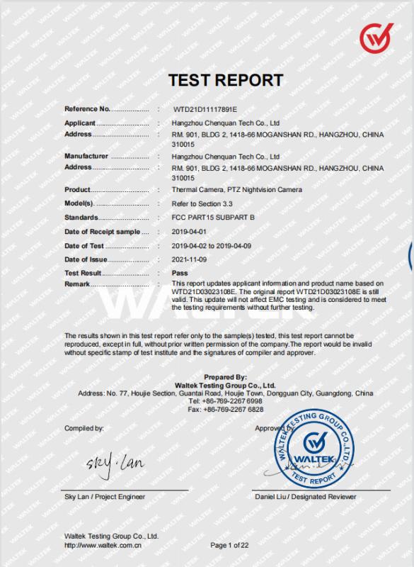 FCC - Hangzhou Chenquan Tech Co., Ltd.