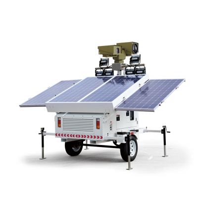 China Outdoor 2x455W 4x455W 8x455W MPPT 7m 9m Off Grid Trailer Solar Power Panel Kit Mobile Energy System For Camera Thermal Security System for sale