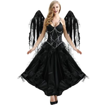 China Fashional Halloween Vampire Angel Dark Costume Cosplay Character Play Halloween Witch Costume For Adult for sale