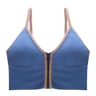 China QUICK DRY Back Tube Top u Back Sports Beauty Wrapped Chest Girl Lady Cardigan Zipper Vest Bra Seamless Tank Top for sale