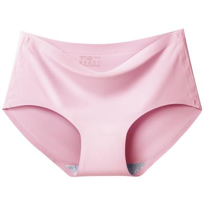 China Women's Seamless Sexy Ice Silk Solid One Piece Underwear Mid Waist Breathable Briefs Women's Panties for sale