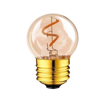 China Hotel Bedroom Garden Kitchen G40 LED Light Bulb Amber Glass Spiral Base 1W 2200K Edison Dimmable Globe Bulb E26 E27 for sale