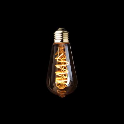 China Hotel Room Garden Kitchen ST64 Pearl Spiral LED Filament Bulb Vintage Edison Lamp Deeply Dimmable For E26 E27 Decorative Base 3W 2200K for sale