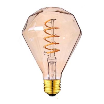 China Edison Spiral Nostalgic Fancy Home Decor Vintage High Efficiency Amber Glass LED Filament Ambient Bulbs Lamp Light Bulb E26 E27 Dimmable for sale