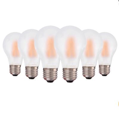 China Hotel House Garden Kitchen Light Bulb Lamp A19 A60 8W 2700K Base Dimmable Filament Light Medium Vintage Edison LED Frosted Globe Bulb for sale