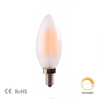 China High Efficiency C35 LED Frosted Filament Bulb E12 E14 4W 6W 2700K Dimmable Glass Edison Light Bulbs Candle for sale