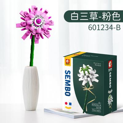 China Creative Toy Flower Bouquet Building Kit Rose Building Block Flowers Decoration Birthday Aniversary Home Gifts Building Set For Children for sale