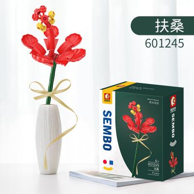 China Toy Lower Bouquet Artificial Flowers Building Sets with Vase Collection Building Block Botanical Toys for DIY Home Office Decoration for sale