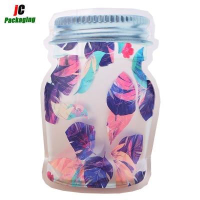 China Special Design Food Grade Safety Mason Jar Bottle Pouches Plastic Stand Up Mason Jar Zip Lock Bags for sale