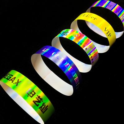 China Hot Sale Sparkling Glitter Water Park Wristband Shiny Laser Paper Bracelet For Stylish Adult And Kid Events wristband for sale