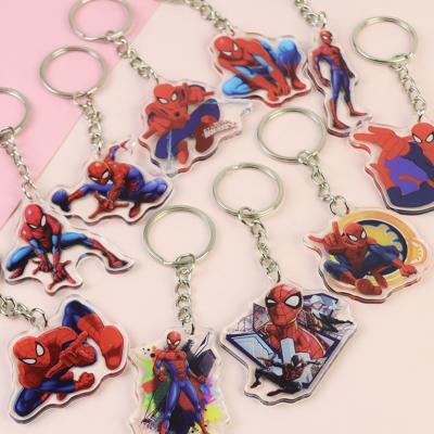 China Transparent Custom Acrylic Keychains Cartoon Character Spider-Man Printed With Metal Ring for sale