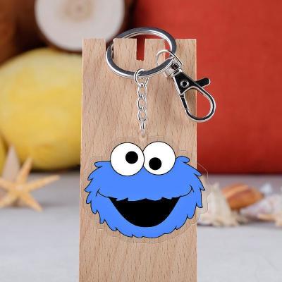 China Metal Ring Attachment Transparent Acrylic Keychain Durable Cartoon Sesame Street Print for sale