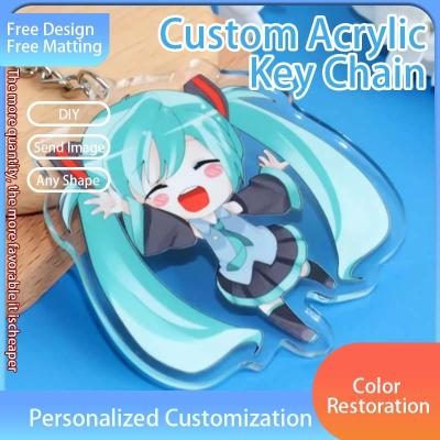 China Transparent Acrylic Keychain With Metal Ring Cute Animation Cartoon Character Printed for sale