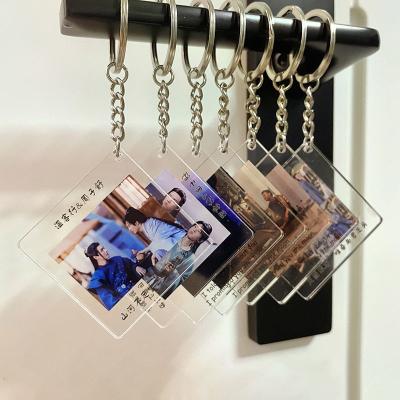 China Gift Acrylic Key Chain Custom Lover Couple Family Friend Photo Printed Acrylic Photo Keyring for sale