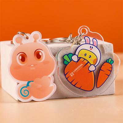 China Durable Acrylic Transparent Keychain Simple Cartoon Promotional Printed With Metal Ring for sale