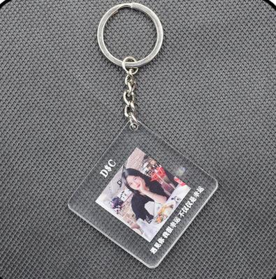 China Custom Gift Acrylic Key Chain Lover Couple Family Friend Photo Printed With Key Ring for sale