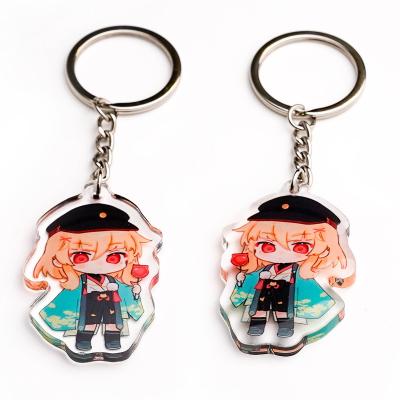 China Manufacturer Pattern Printed Acrylic Keychain Caricatur Cartoon Character Cute Durable Metal Ring Charm Acrylic Keychain for sale