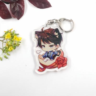 China Manufacturer Custom Cartoon Pattern Printed Acrylic Keychain Caricatur Cartoon Character Cute Charm Acrylic Keychains for sale