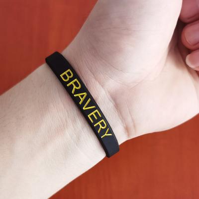 China Factory Slogan Watchword Printed Adult Bracelets Custom Business Event Souvenir Gift Silicone Wristbands for sale