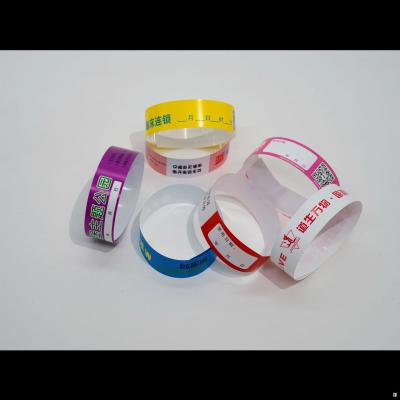 China Printed Water/Sweat Resistant Entry Admission Wrist Bands PP Synthetic Paper Event Wristbands for sale