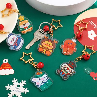 China Customized Christmas Keychain with Metal Ring and Transparent Snowman Print for sale