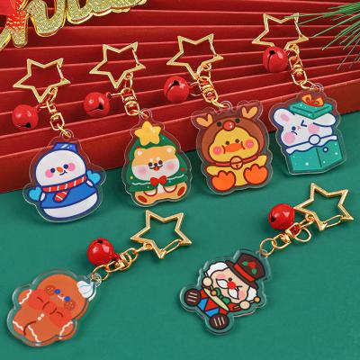 China Christmas Snowman Printed Acrylic Keychain Key Ring for Festive Decoration for sale