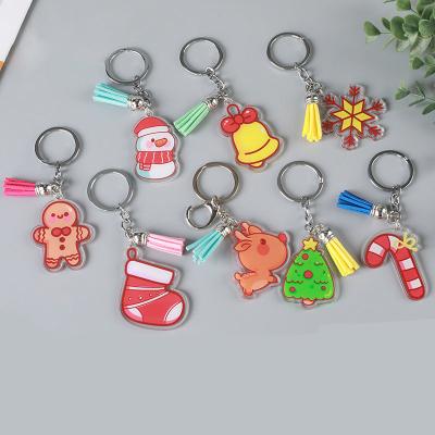 China Christmas Festival Snowman Keychain Transparent Acrylic Key Ring with Custom Pattern for sale