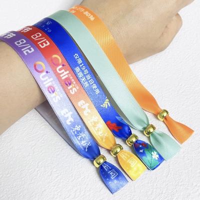 China Ribbon Concert Promotion Event Woven Cloth Wristbands with Various Designs for sale