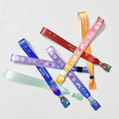 China Supplier Woven Cloth Wristbands Festival Concert Promotion Event Ribbon Fabric With Various Designs for sale