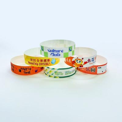 China Custom Logo Printed Tyvek Paper Wristbands Snap Closure Easy and Secure Crowd Control for sale