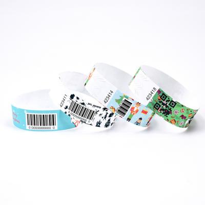 China Sequential Numbering Barcoding Tyvek Paper Bracelets for Identification and Access Control for sale