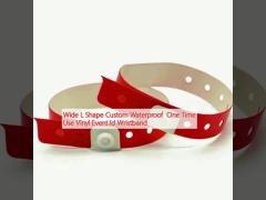 Wide L Shape Custom Waterproof  One Time Use Vinyl Event Id Wristband